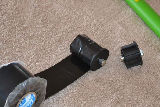 Roman blind PVC pipe wrapped with tape makes a snug fit